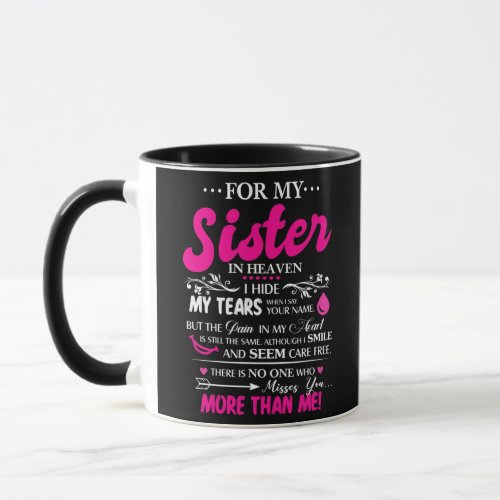 For My Sister In Heaven Loss Of Sister Memorial Mug