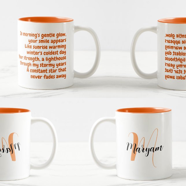 For My Sister Poem (Name & Monogram) Gift Mug (Seven Poems for Your Sister)
