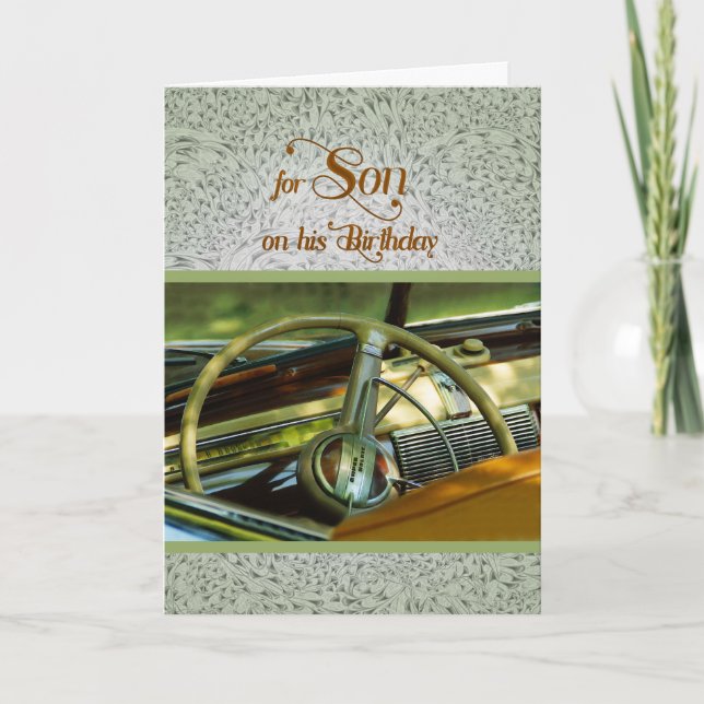 For My Son on His Birthday Classic Car Card (Front)
