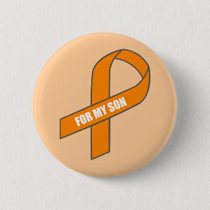 For My Son (Orange Ribbon) Button
