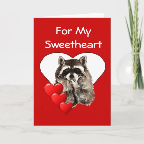 For My Sweetheart Raccoon Kisses Valentine Holiday Card