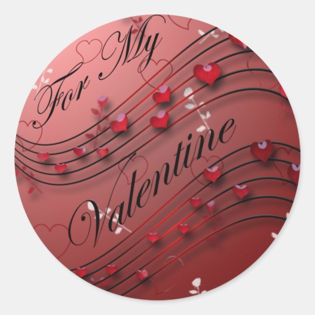 For My Valentine Classic Round Sticker (Front)