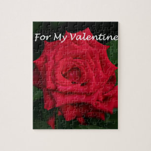 For My Valentine Romantic Red Rose in Bloom Jigsaw Puzzle