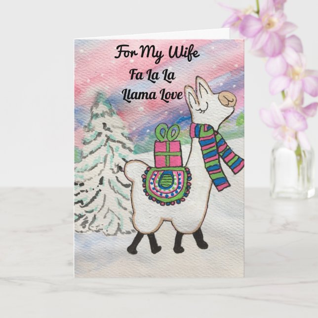 For My Wife FaLaLa Llama Cute Holiday Card (Orchid)
