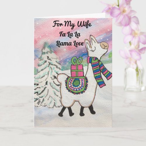 For My Wife FaLaLa Llama Cute Holiday Card