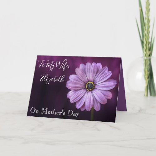 For my Wife on Mothers Day Purple Floral Card