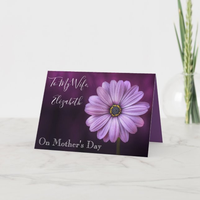 For my Wife on Mothers Day Purple Floral Card (Front)