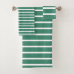 For Nature Lovers – Green &amp; White Striped  Bath Towel Set
