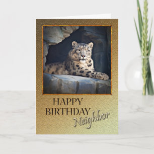 For Neighbor a Birthday with a snow leopard Card