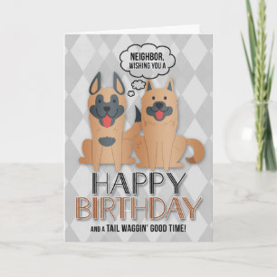 for Neighbor's Birthday Cute Cartoon Dogs Card