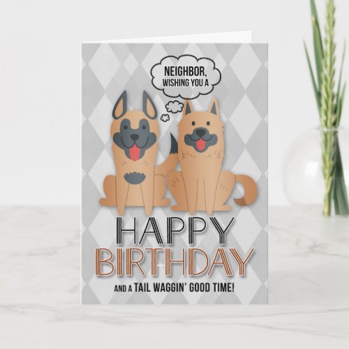 for Neighbors Birthday Cute Cartoon Dogs Card