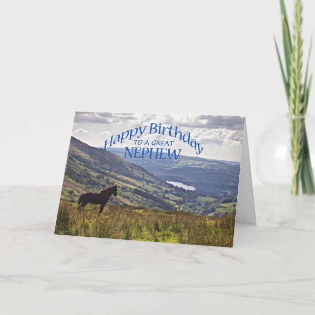 For nephew a horse and landscape birthday card (Front)