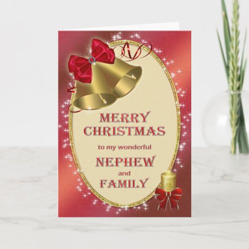 For nephew and family traditional Christmas card