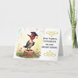 For Nephew Congratulations Graduation Woodpecker Card
