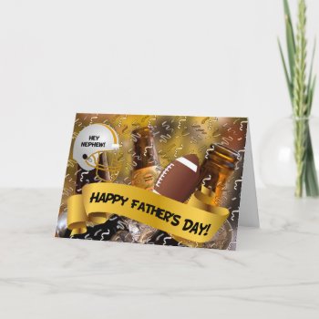 For Nephew Father's Day Football And Beer Card by SalonOfArt at Zazzle