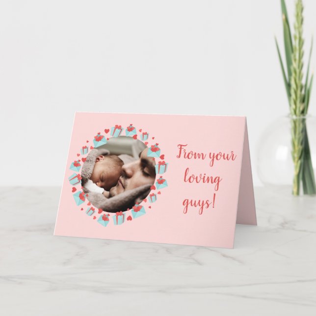 For new mommy heart gift mail pink Valentine's Day Holiday Card (Front)