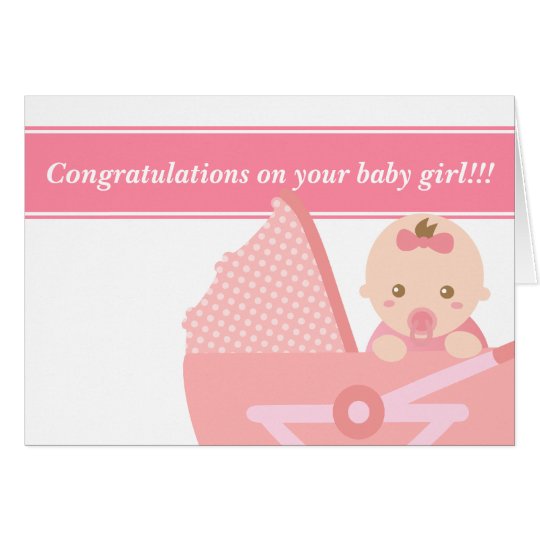 For new parents - cute baby girl in pink stroller card | Zazzle.com