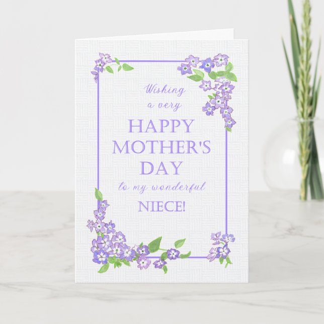 For Niece Mother's Day Mauve Phlox Flowers Card (Front)