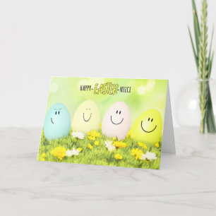 for Niece Smiling Easter Eggs Holiday Card