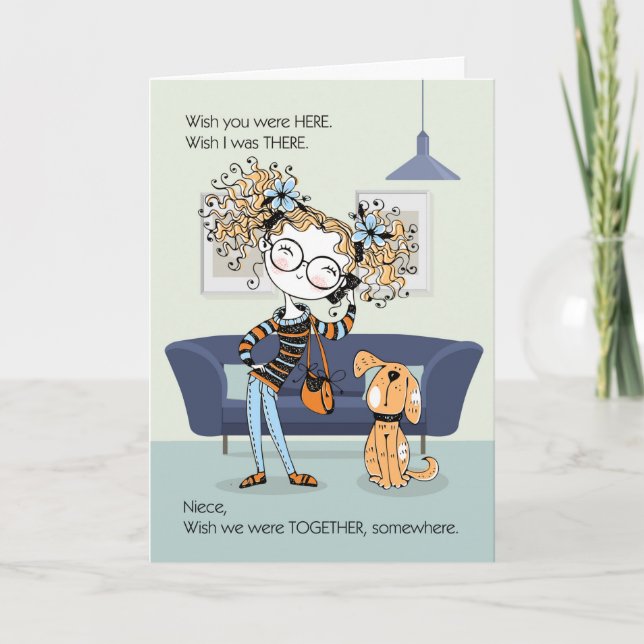 for Niece Teen or Tween Missing You Cute Girl Card (Front)