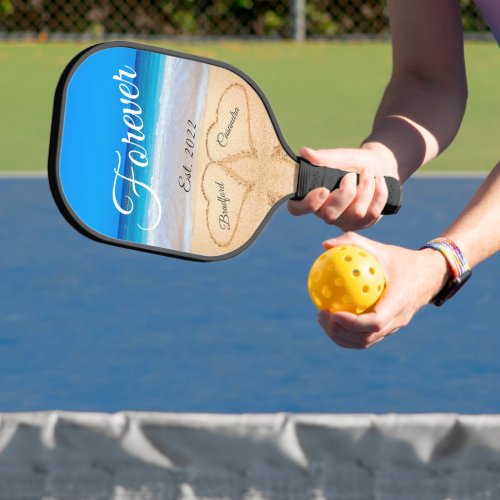 For Now  Forever  Hearts in Sand Beach Pickleball Paddle