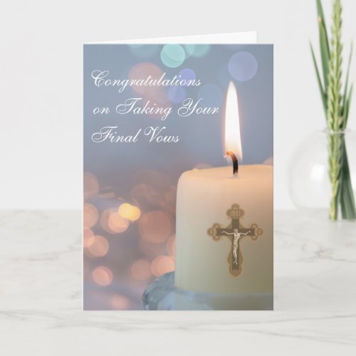 For Nun Congratulations Final Vows Lit Candle Card