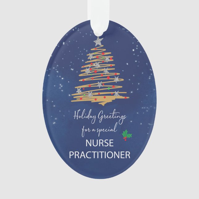 For Nurse Practitioner Christmas Tree Customizable Ornament (Front)