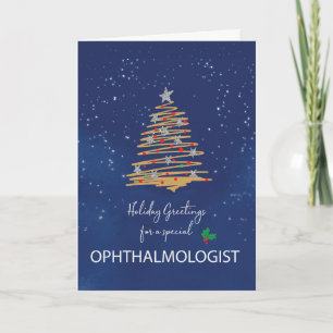 For Ophthalmologist Christmas Tree on Navy Card