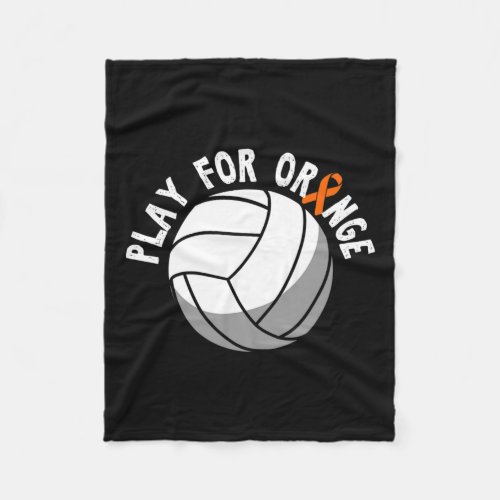 For Orange Volleyball Leukemia Cancer Awareness Ri Fleece Blanket