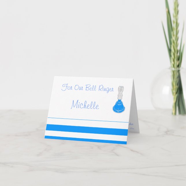 "For Our Bell Ringer" - Dark Turquoise Bell/Stripe Thank You Card (Front)