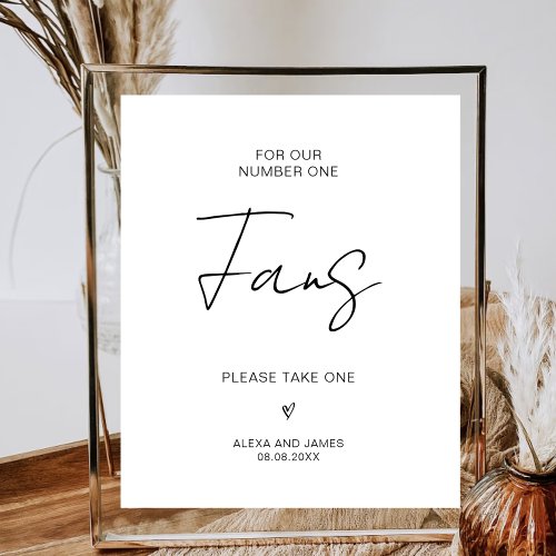 For Our Number One Fans Modern Wedding Fan Favor Poster