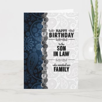 For Our Son-in-law Blue Paisley Birthday Card by SalonOfArt at Zazzle