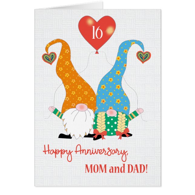 For Parents Custom Year Anniversary with Gnomes Cards (Front)