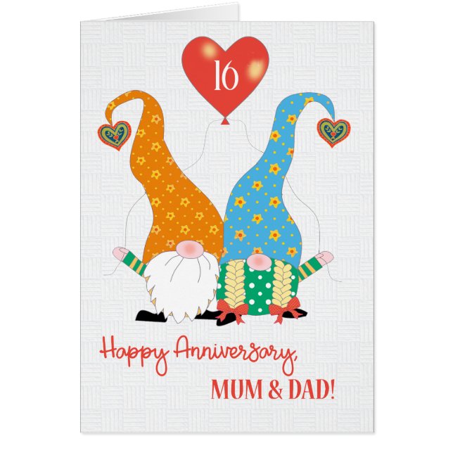 For Parents Custom Year Anniversary with Gnomes Cards (Front)