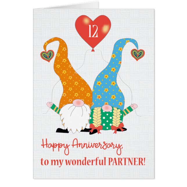 For Partner Custom Year Anniversary with Gnomes Cards (Front)
