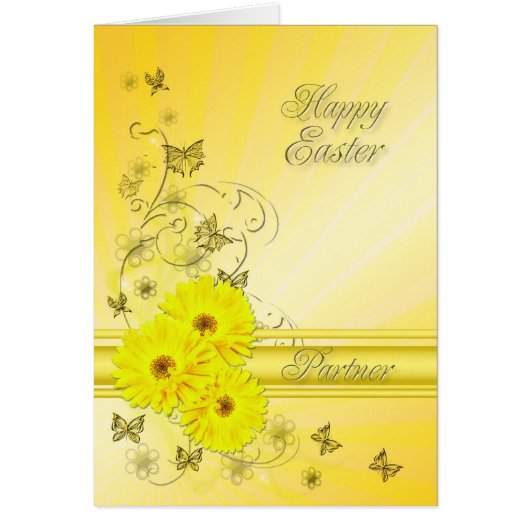 For Partner, Easter card with yellow flowers (Front)