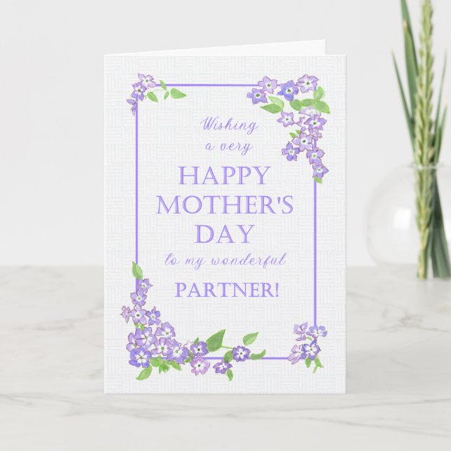 For Partner Mother's Day Mauve Phlox Flowers Card (Front)
