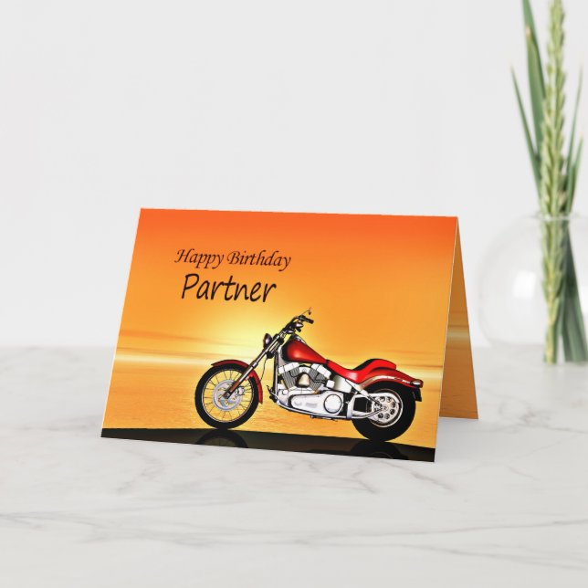 For Partner, Motorcycle in the sunset. Card (Front)