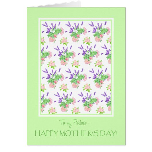 For Partner Pretty Floral Mother's Day Greeting (Front)