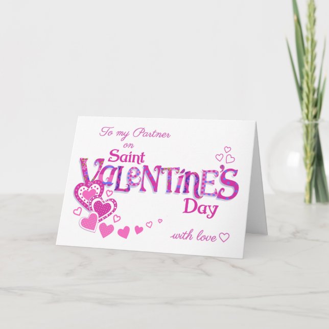 For Partner Valentine's Hearts and Flowers Card (Front)