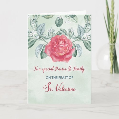 For Pastor and Family Rose Religious Feast Card
