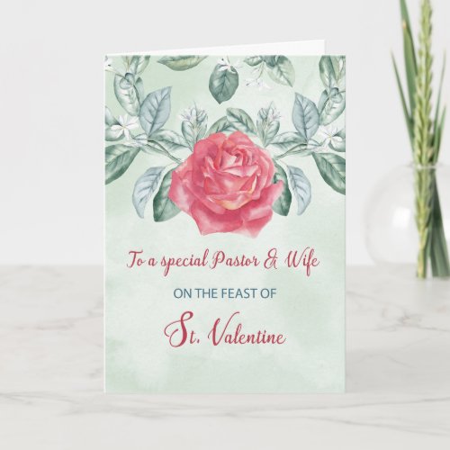 For Pastor and Wife Rose Religious Feast Card