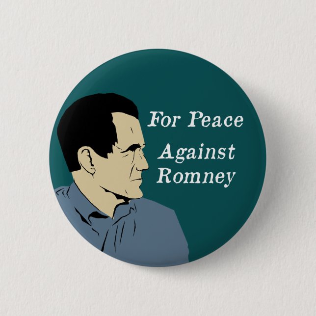 For Peace Against Romney button (Front)