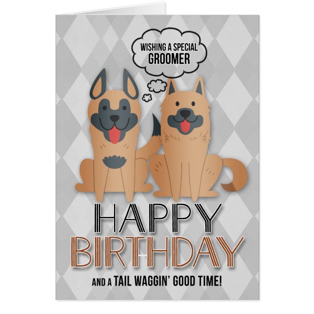 for Pet Groomer's Birthday Cute Cartoon Dogs (Front)