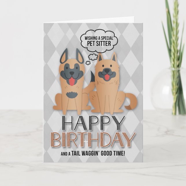 for Pet Sitter's Birthday Cute Cartoon Dogs Card (Front)