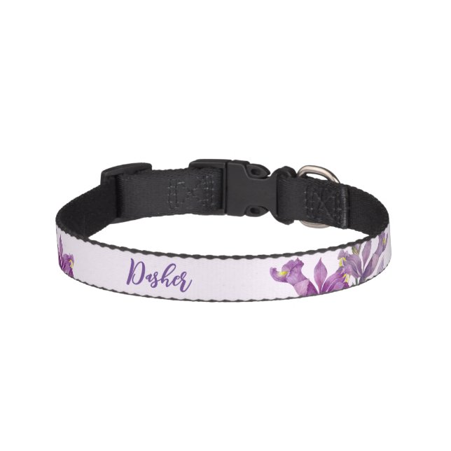 For Pet Watercolor Purple Iris Botanical Painting Collar (Front)