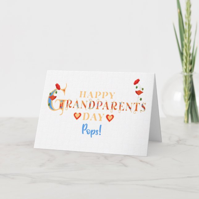 For Pops Grandparents Day with Red Field Poppies Card (Front)