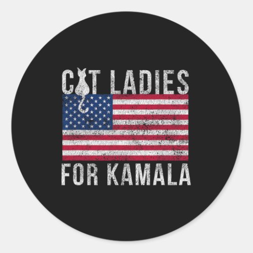 For President 2024 Distressed Cat Ladies For Kamal Classic Round Sticker