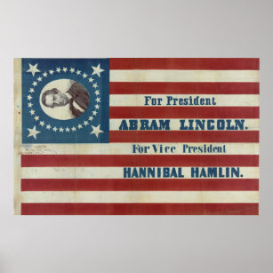 For President Abram Lincoln Election Campaign Flag Poster
