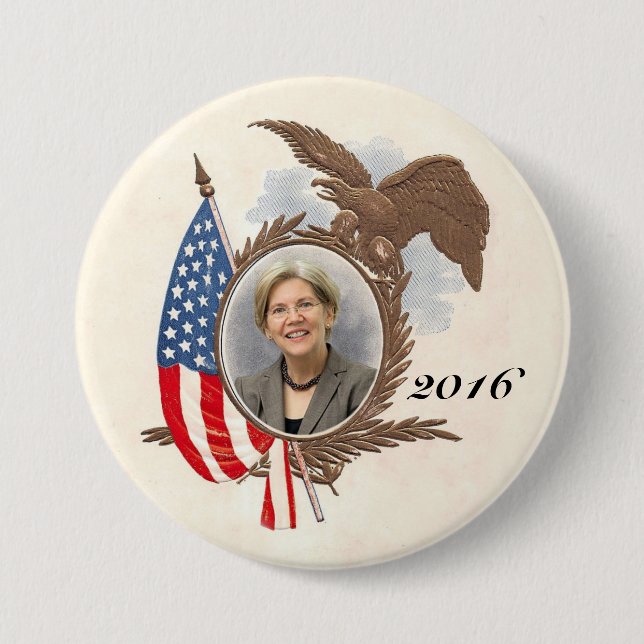 For President in 2016 Elizabeth Warren Pinback Button (Front)
